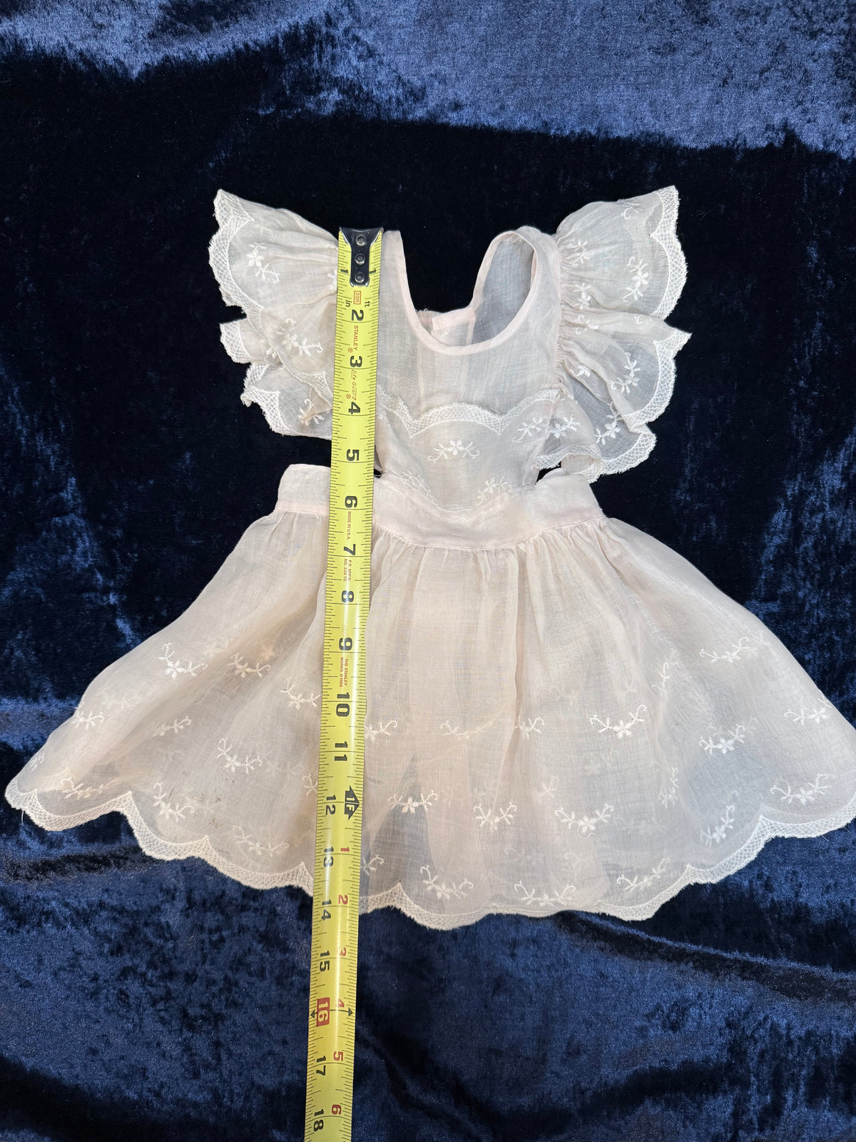Vintage Sheer Baby Doll Dress - Embroidered Lace and White Full Skirt