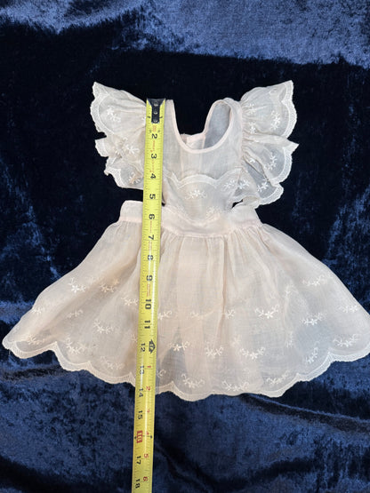Vintage Sheer Baby Doll Dress - Embroidered Lace and White Full Skirt