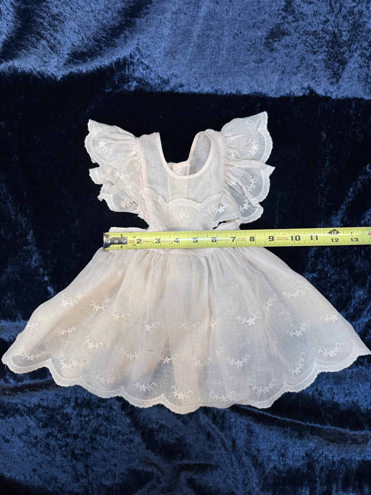 Vintage Sheer Baby Doll Dress - Embroidered Lace and White Full Skirt