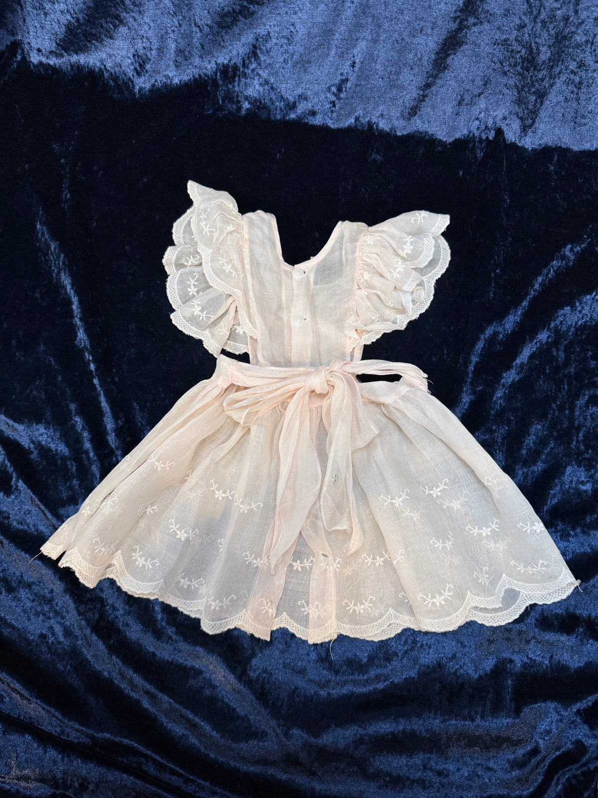 Vintage Sheer Baby Doll Dress - Embroidered Lace and White Full Skirt