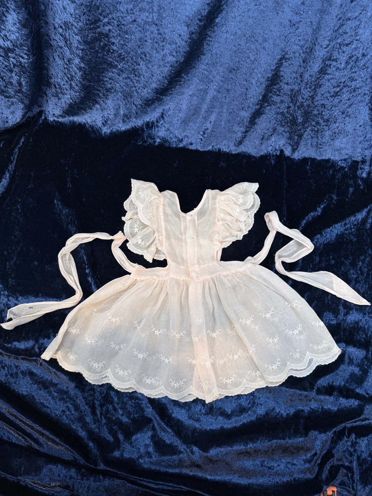 Vintage Sheer Baby Doll Dress - Embroidered Lace and White Full Skirt
