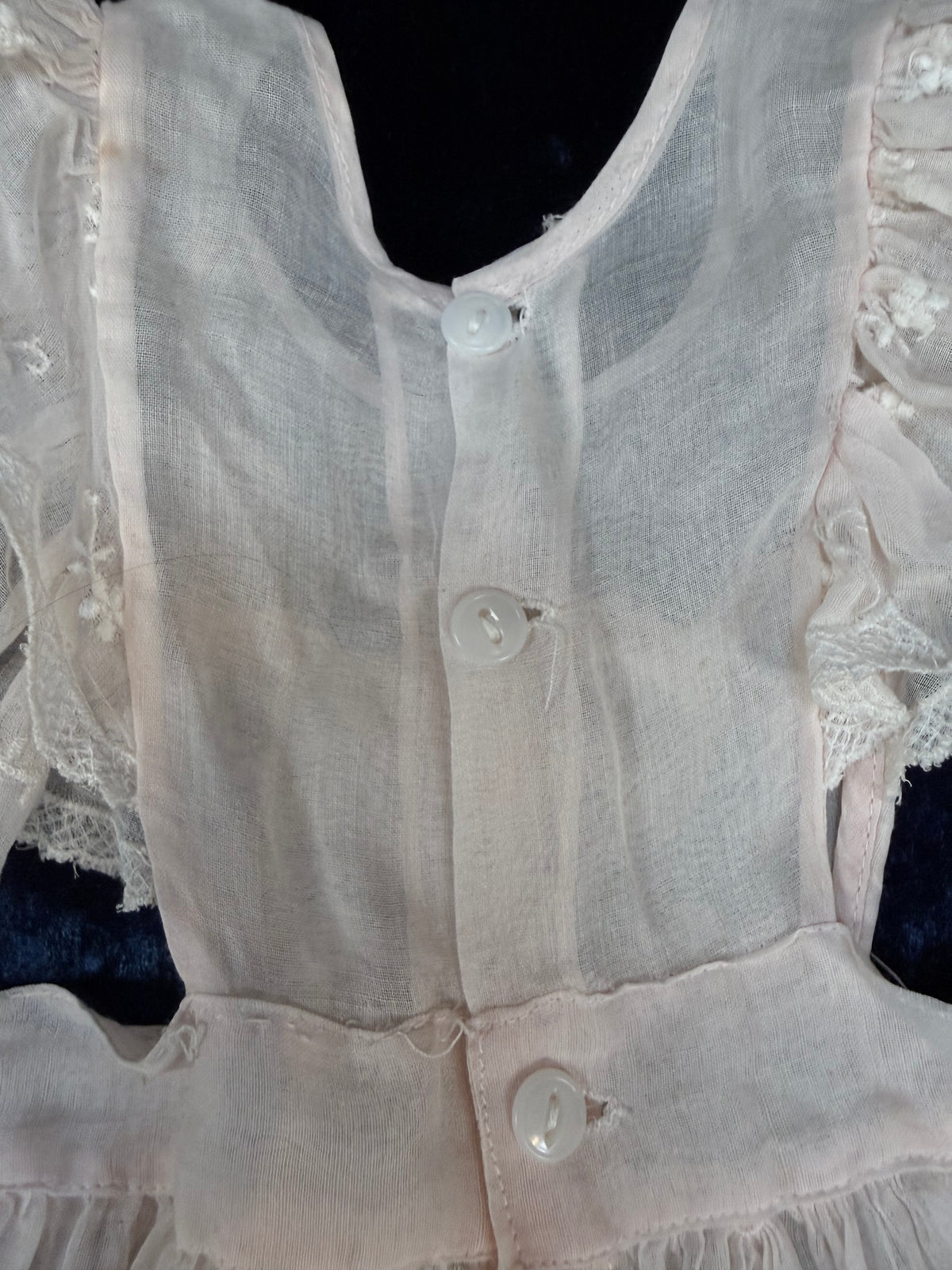 Vintage Sheer Baby Doll Dress - Embroidered Lace and White Full Skirt