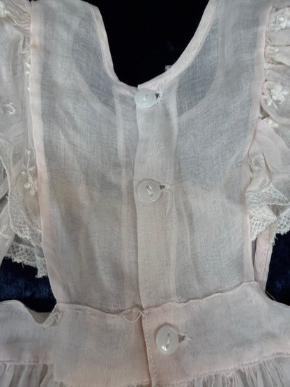 Vintage Sheer Baby Doll Dress - Embroidered Lace and White Full Skirt