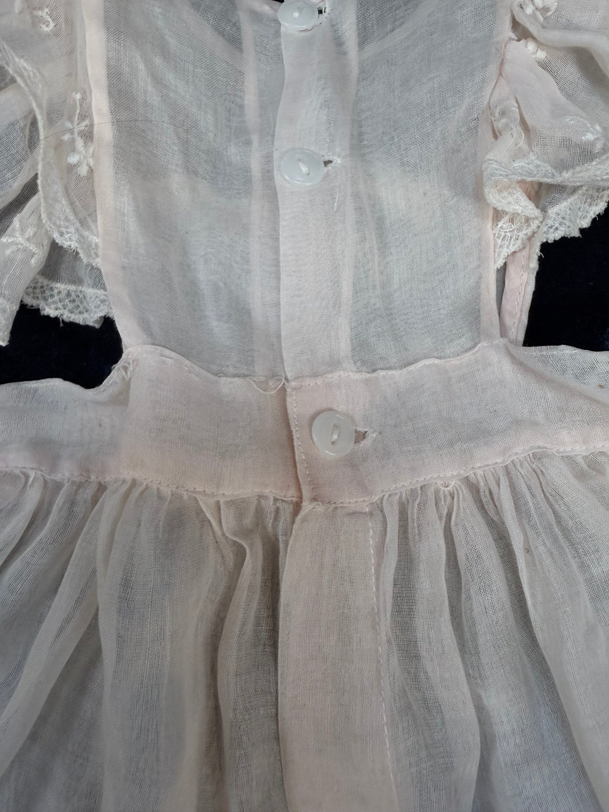 Vintage Sheer Baby Doll Dress - Embroidered Lace and White Full Skirt