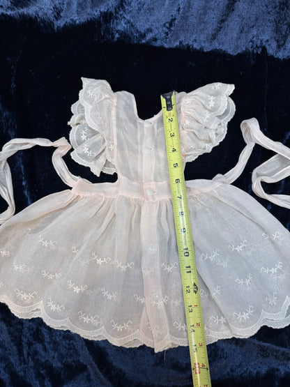 Vintage Sheer Baby Doll Dress - Embroidered Lace and White Full Skirt