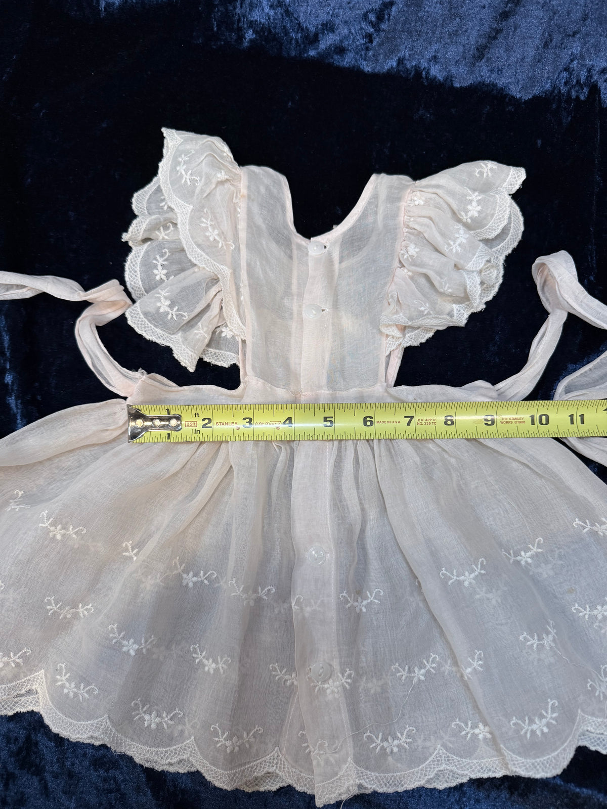 Vintage Sheer Baby Doll Dress - Embroidered Lace and White Full Skirt