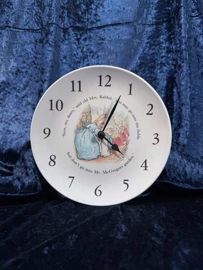 Vintage Wedgwood Ceramic Peter Rabbit Plate Clock - Mrs. Rabbit Illustration