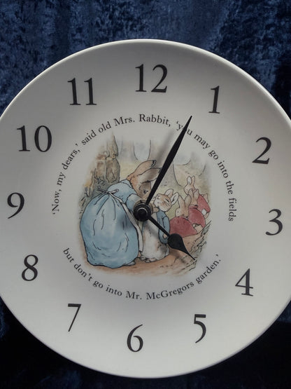 Vintage Wedgwood Ceramic Peter Rabbit Plate Clock - Mrs. Rabbit Illustration