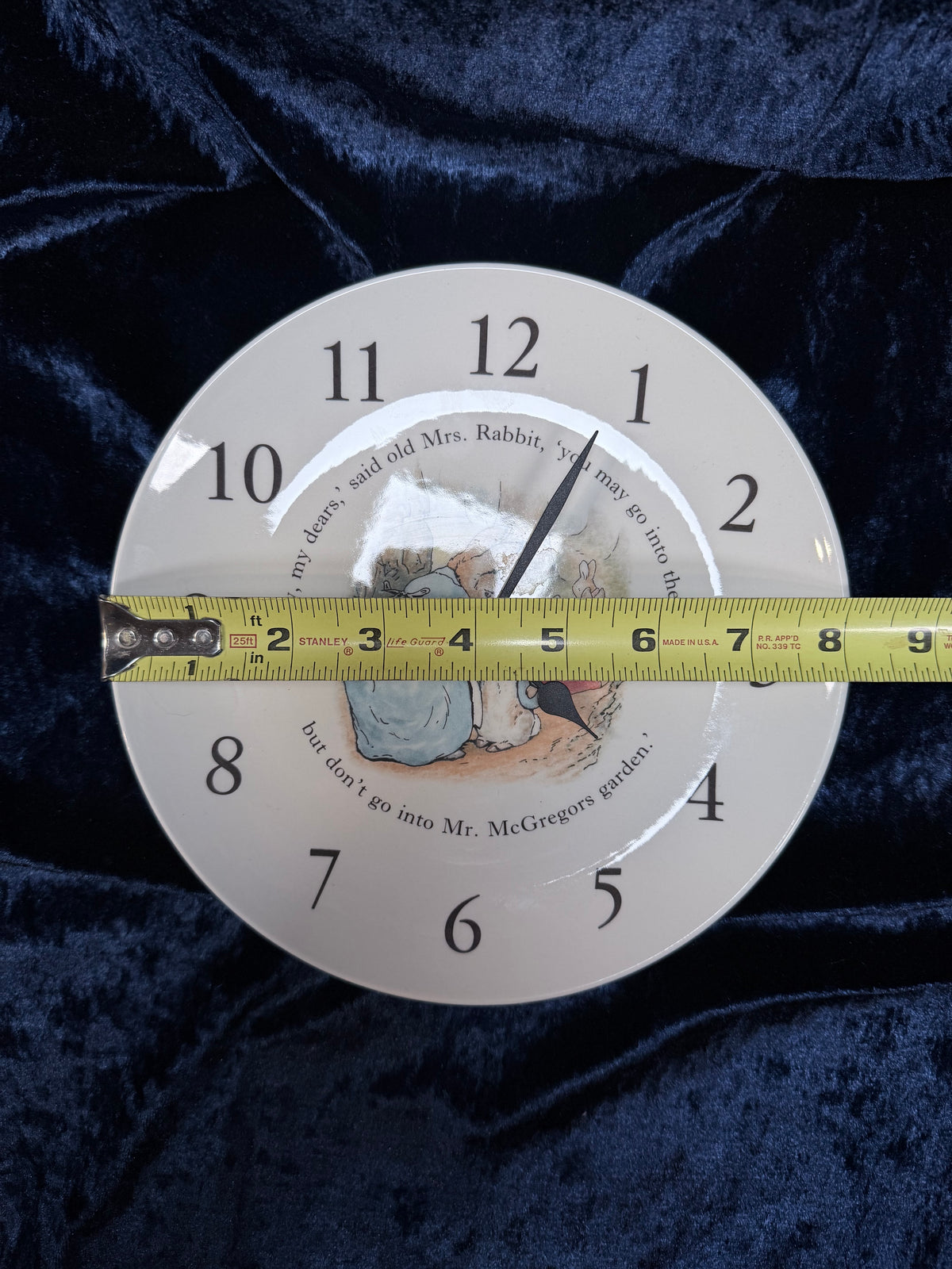 Vintage Wedgwood Ceramic Peter Rabbit Plate Clock - Mrs. Rabbit Illustration