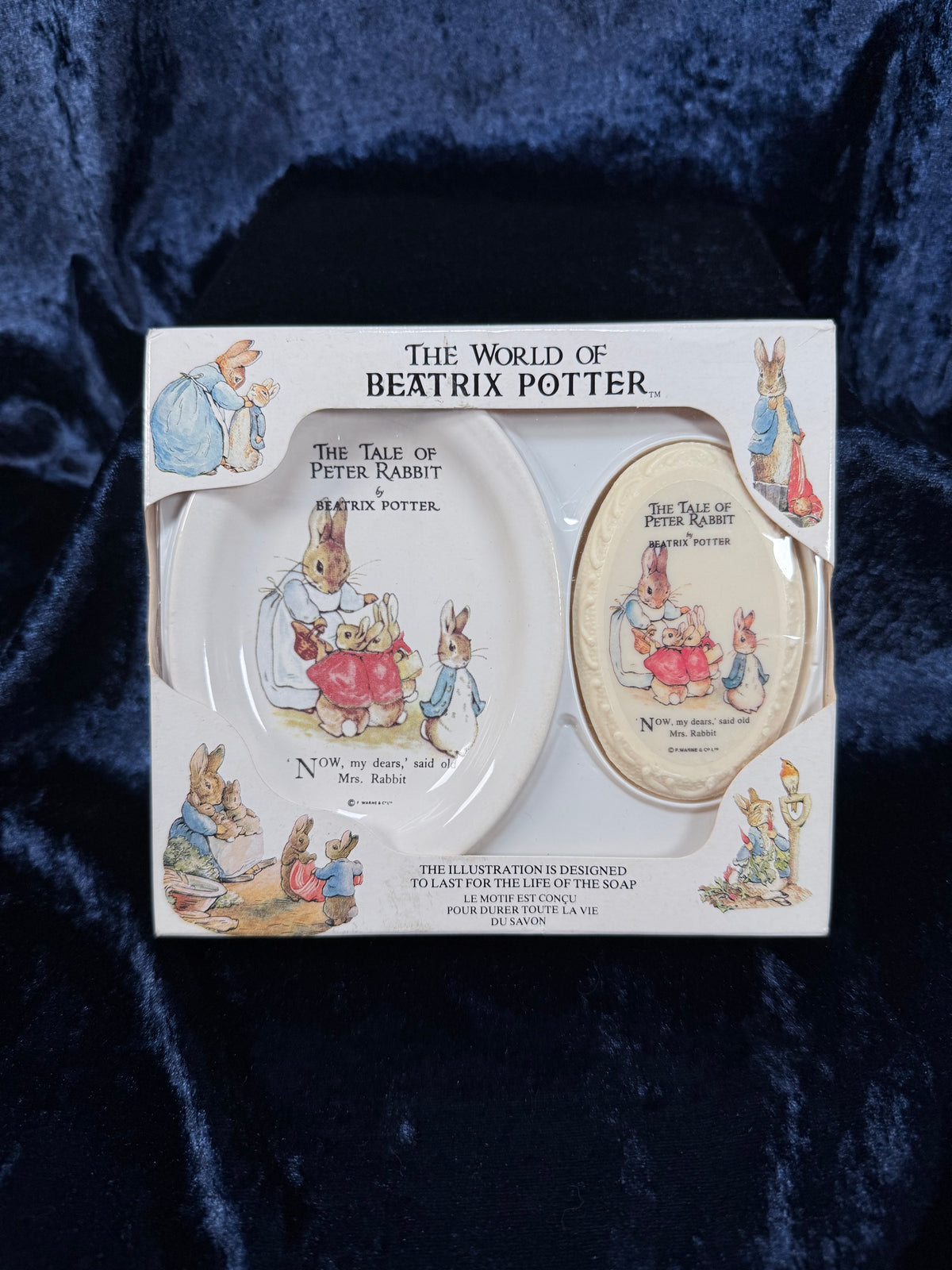 Vintage Ceramic Peter Rabbit Soap Dish Set - The Tale of Peter Rabbit Boxed Collectible - Beatrix Potter