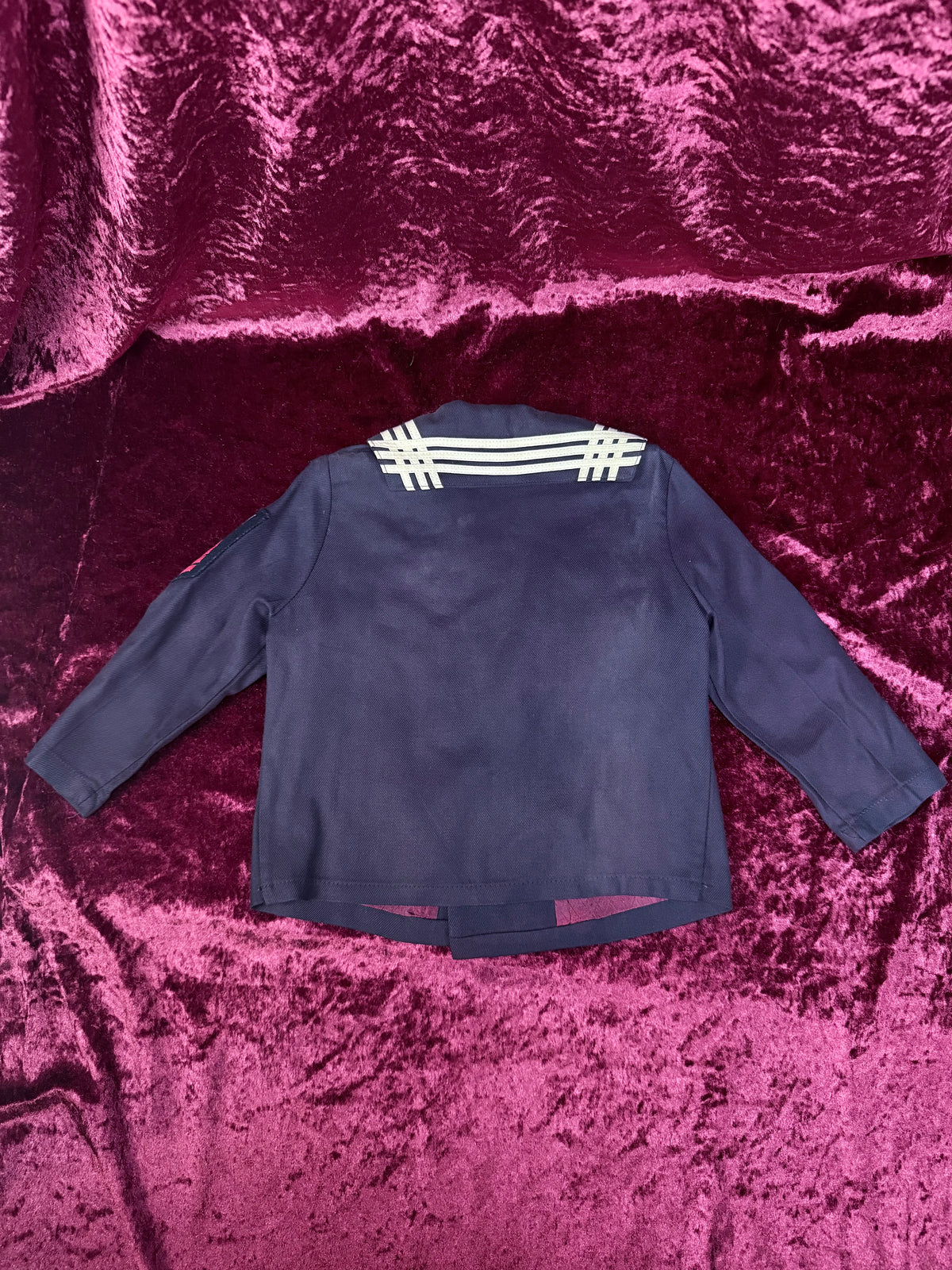 Vintage Childrens Cracker Jack Sailor Uniform - Jacket and Pants - Nautical Gold Buttons and Crest Detail - R. Gee Made in USA - 8T