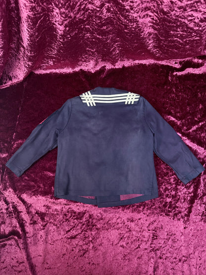 Vintage Childrens Cracker Jack Sailor Uniform - Jacket and Pants - Nautical Gold Buttons and Crest Detail - R. Gee Made in USA - 8T