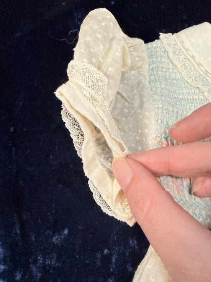 Vintage Heirloom Baby Dress - Pastel Smocked Bodice with Lace Trim - Nannette Toddlers