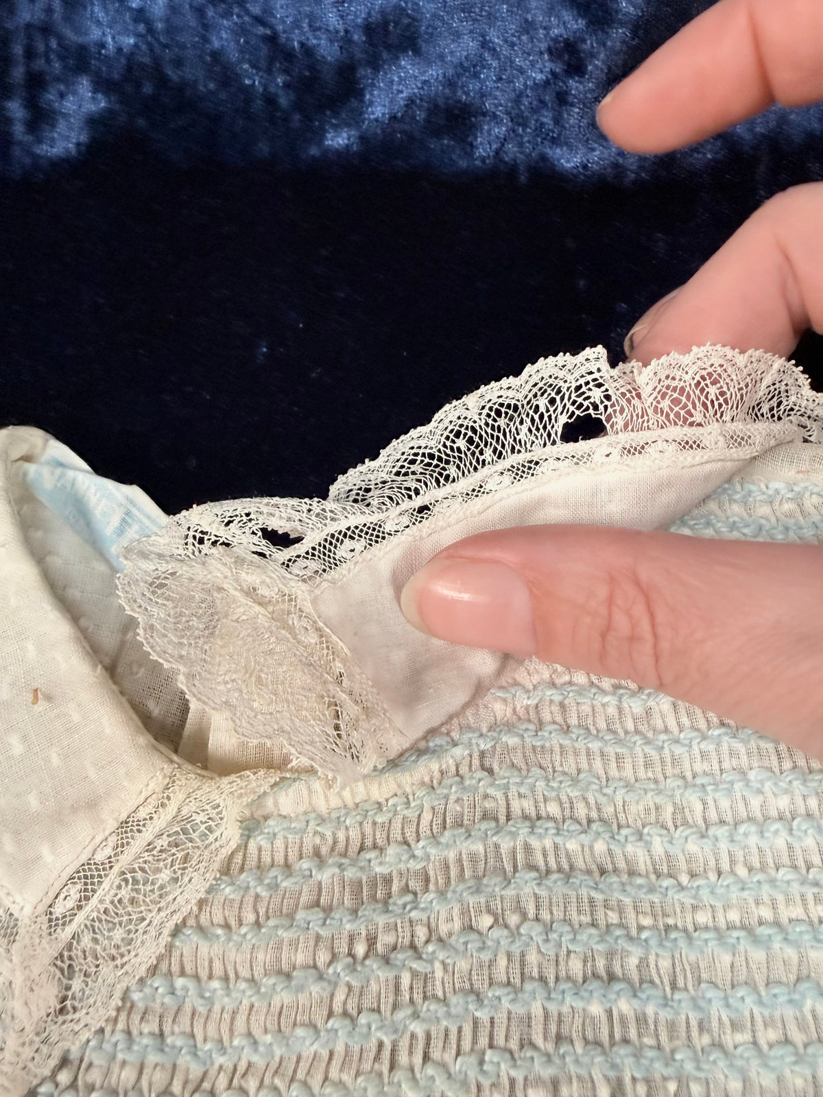 Vintage Heirloom Baby Dress - Pastel Smocked Bodice with Lace Trim - Nannette Toddlers