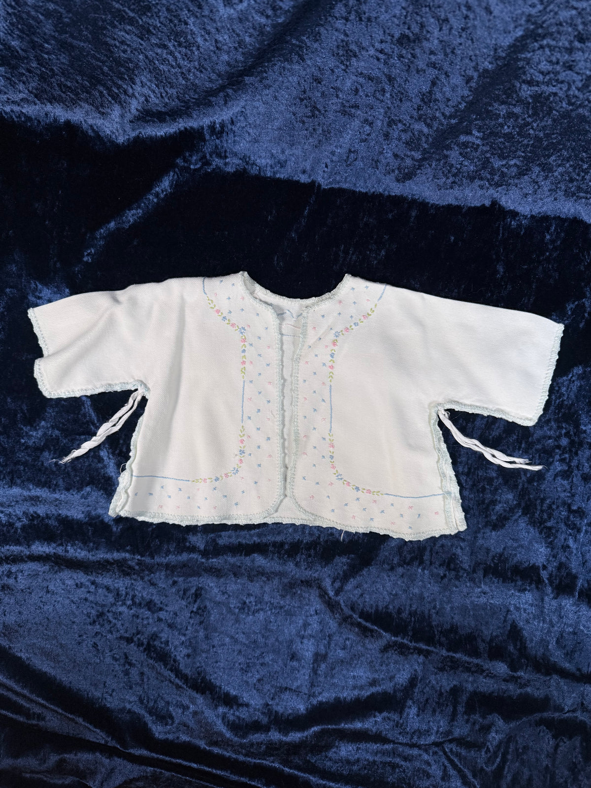 Vintage Infant Kimono with Floral Embroidery - Mid Century