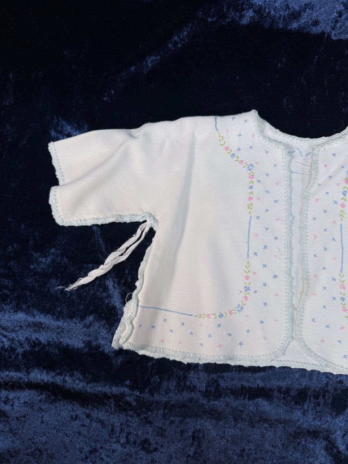 Vintage Infant Kimono with Floral Embroidery - Mid Century