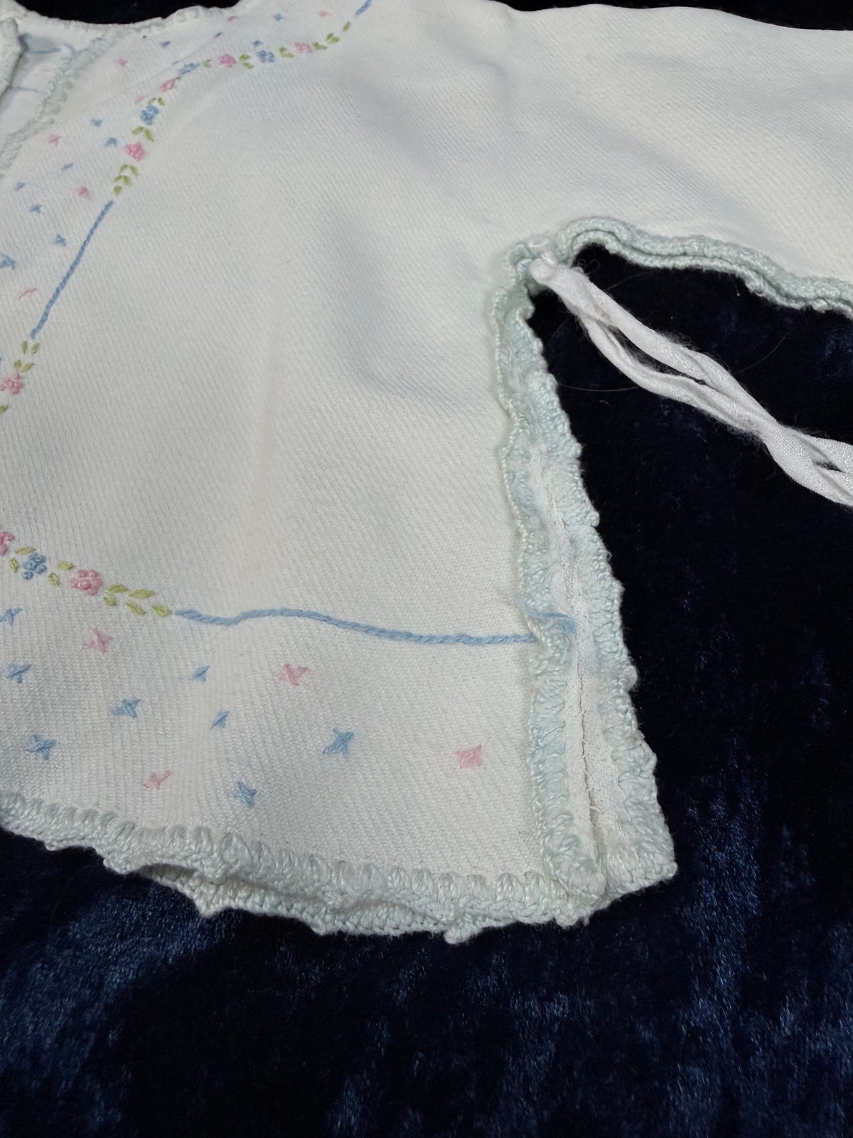 Vintage Infant Kimono with Floral Embroidery - Mid Century