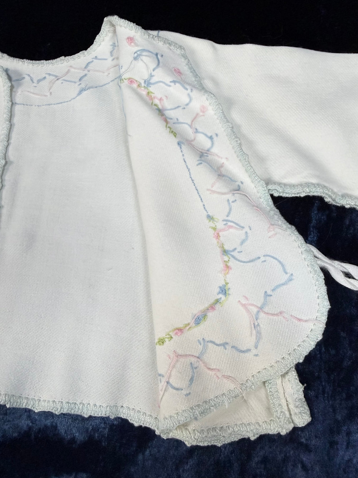 Vintage Infant Kimono with Floral Embroidery - Mid Century