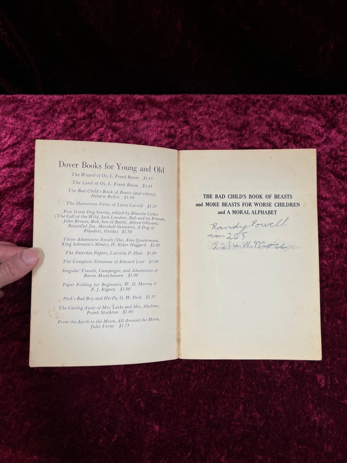 Vintage The Bad Child's Book of Beasts - Hilaire Belloc - Illustrated Dover Paperback