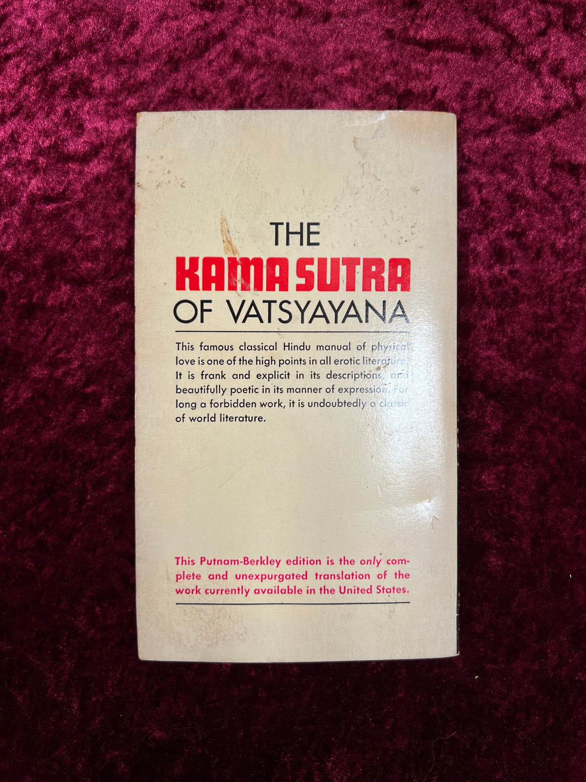 Vintage The Kama Sutra of Vatsyayana - 1969 Berkeley Medallion Paperback Book