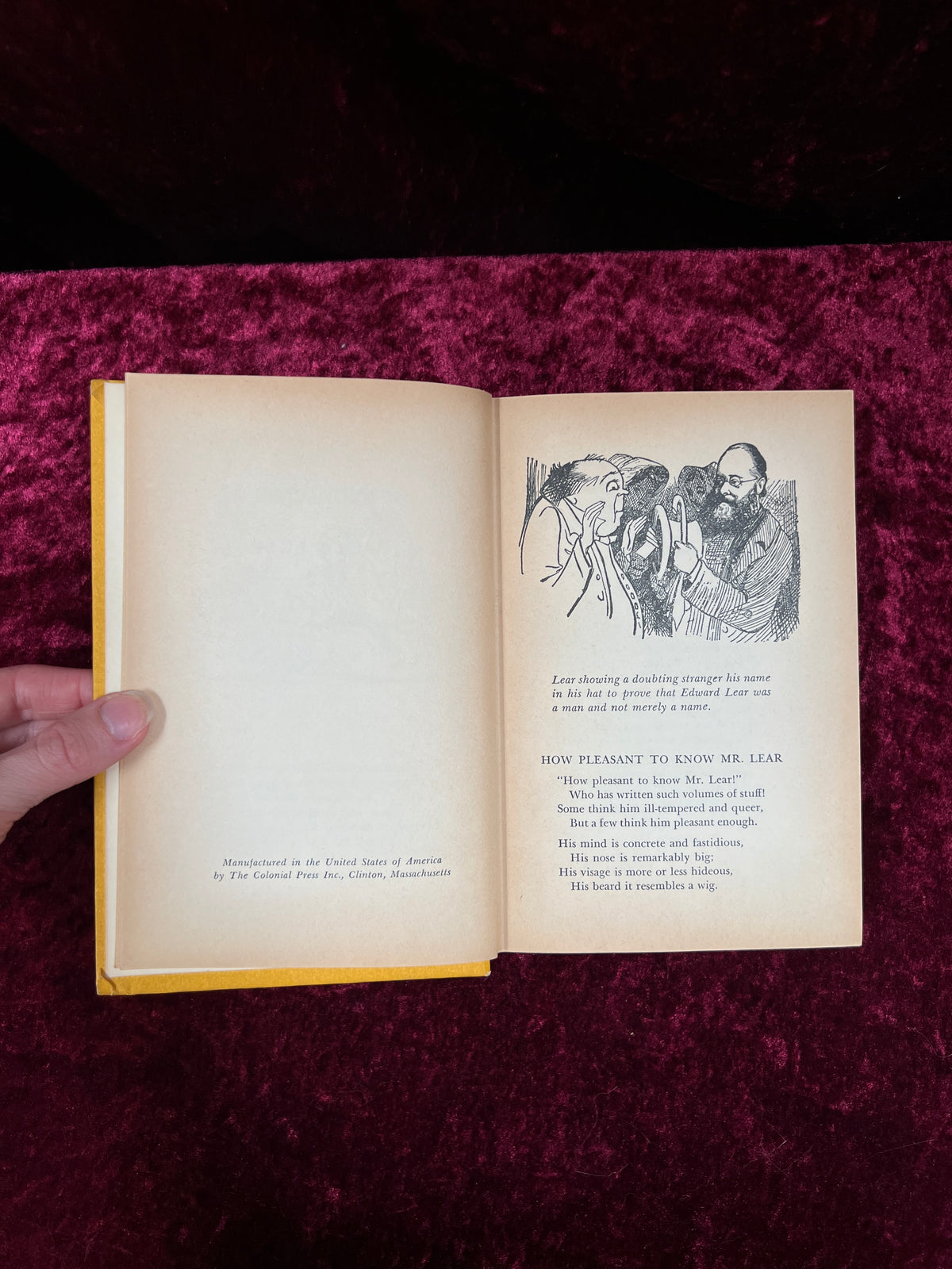 Vintage A Book of Nonsense - Edward Lear - 1950s Illustrated Hardcover