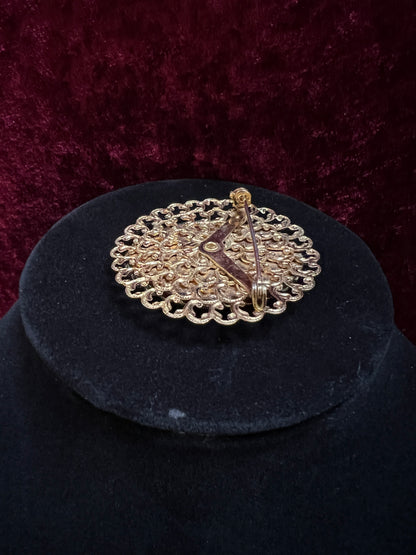 Vintage Ornate Gold Tone Metal Cameo Brooch - 1970s Victorian Style Reproduction