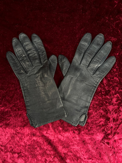 Vintage Leather Gloves - Dark Blue-Black Pair Unlined