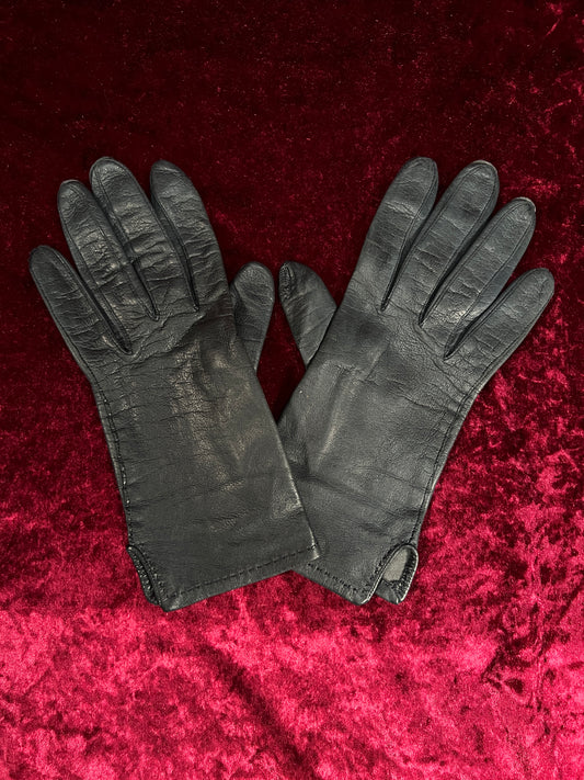 Vintage Leather Gloves - Dark Blue-Black Pair Unlined