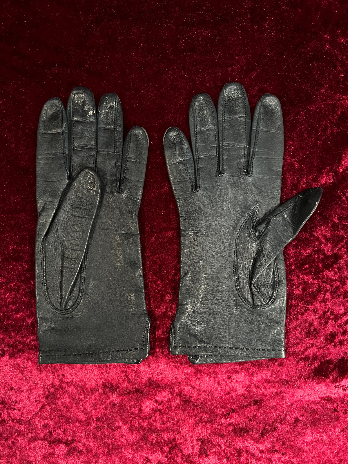 Vintage Leather Gloves - Dark Blue-Black Pair Unlined