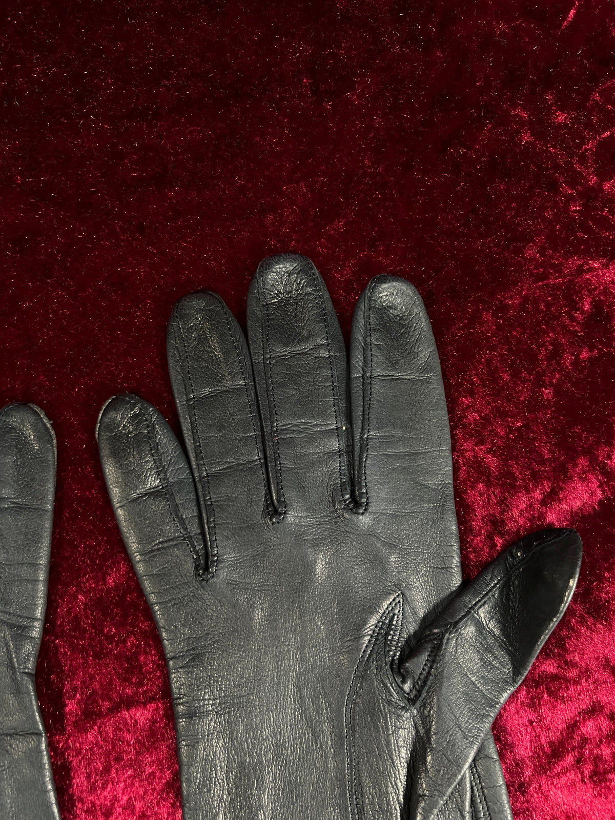 Vintage Leather Gloves - Dark Blue-Black Pair Unlined