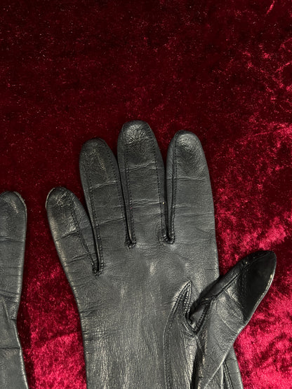 Vintage Leather Gloves - Dark Blue-Black Pair Unlined