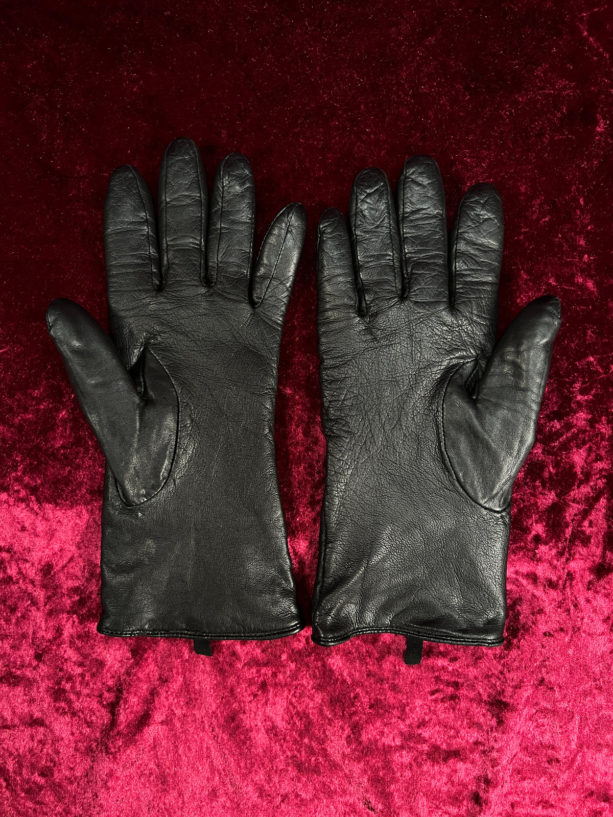 Vintage Genuine Leather Gloves - Cashmere Lined Pair - Large