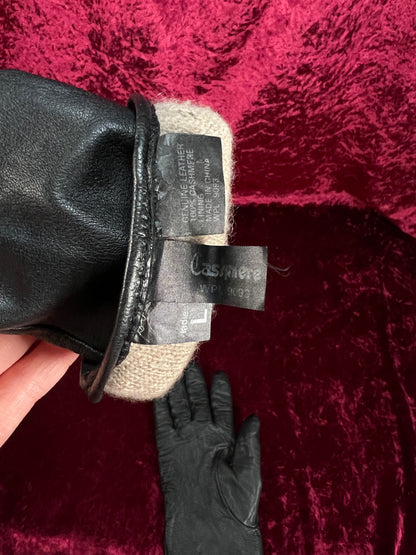 Vintage Genuine Leather Gloves - Cashmere Lined Pair - Large