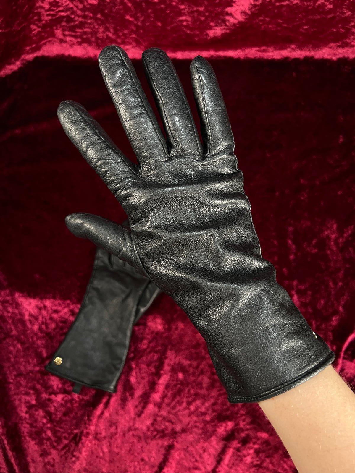 Vintage Genuine Leather Gloves - Cashmere Lined Pair - Large