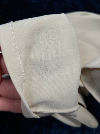 Vintage Nylon Gloves - Elbow Length Off White Pair - Crescendoe Caresse
