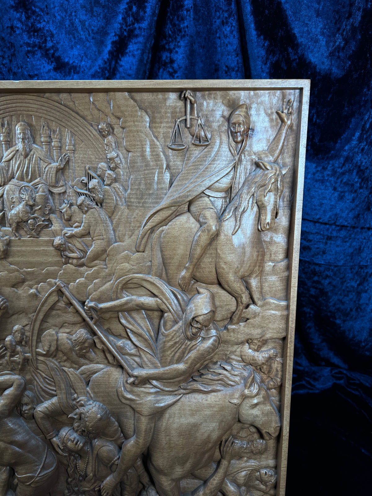 Vintage Carved Wood Relief - The Four Horsemen of the Apocalypse