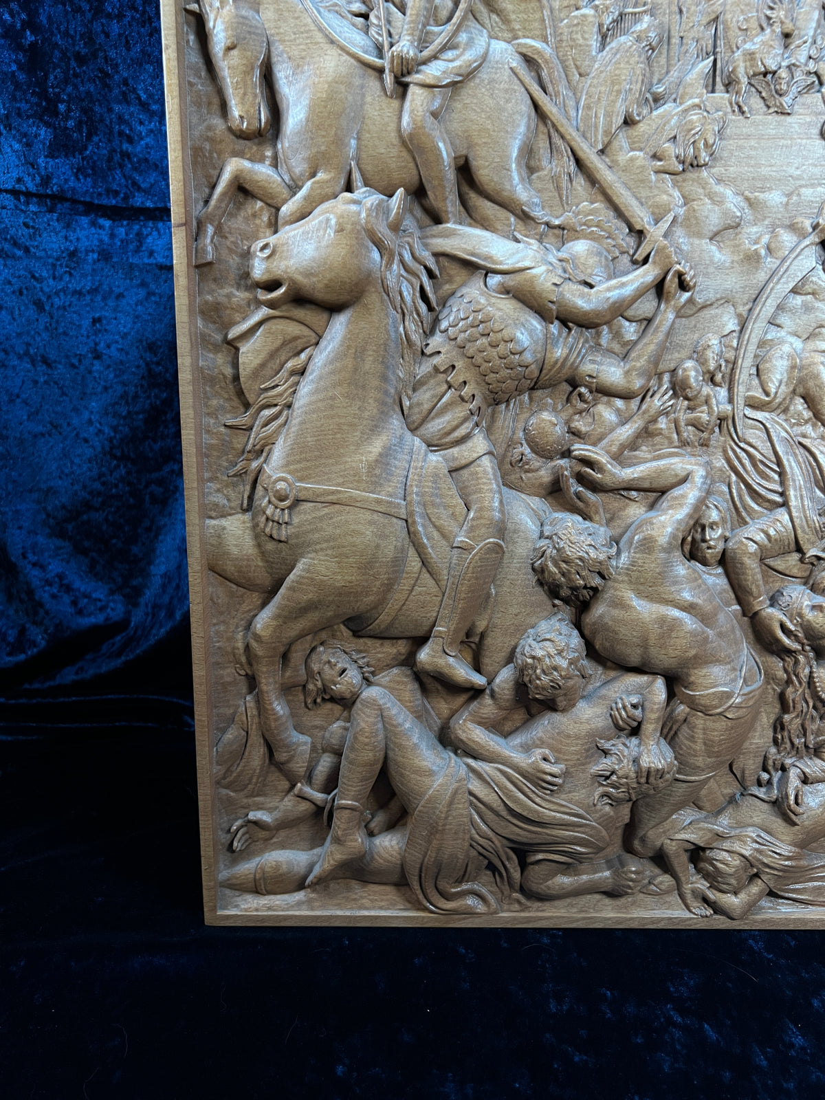 Vintage Carved Wood Relief - The Four Horsemen of the Apocalypse