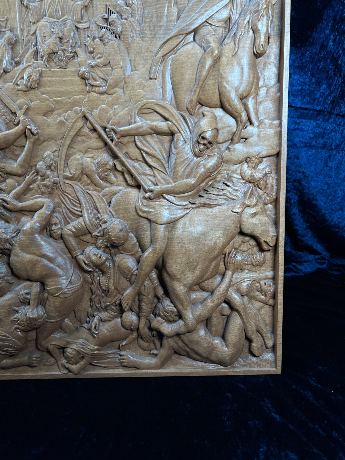 Vintage Carved Wood Relief - The Four Horsemen of the Apocalypse