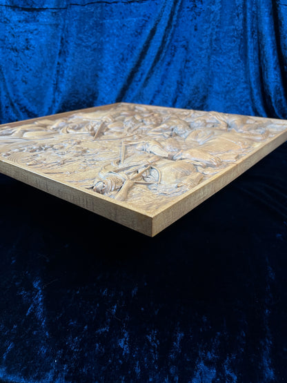 Vintage Carved Wood Relief - The Four Horsemen of the Apocalypse