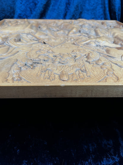 Vintage Carved Wood Relief - The Four Horsemen of the Apocalypse