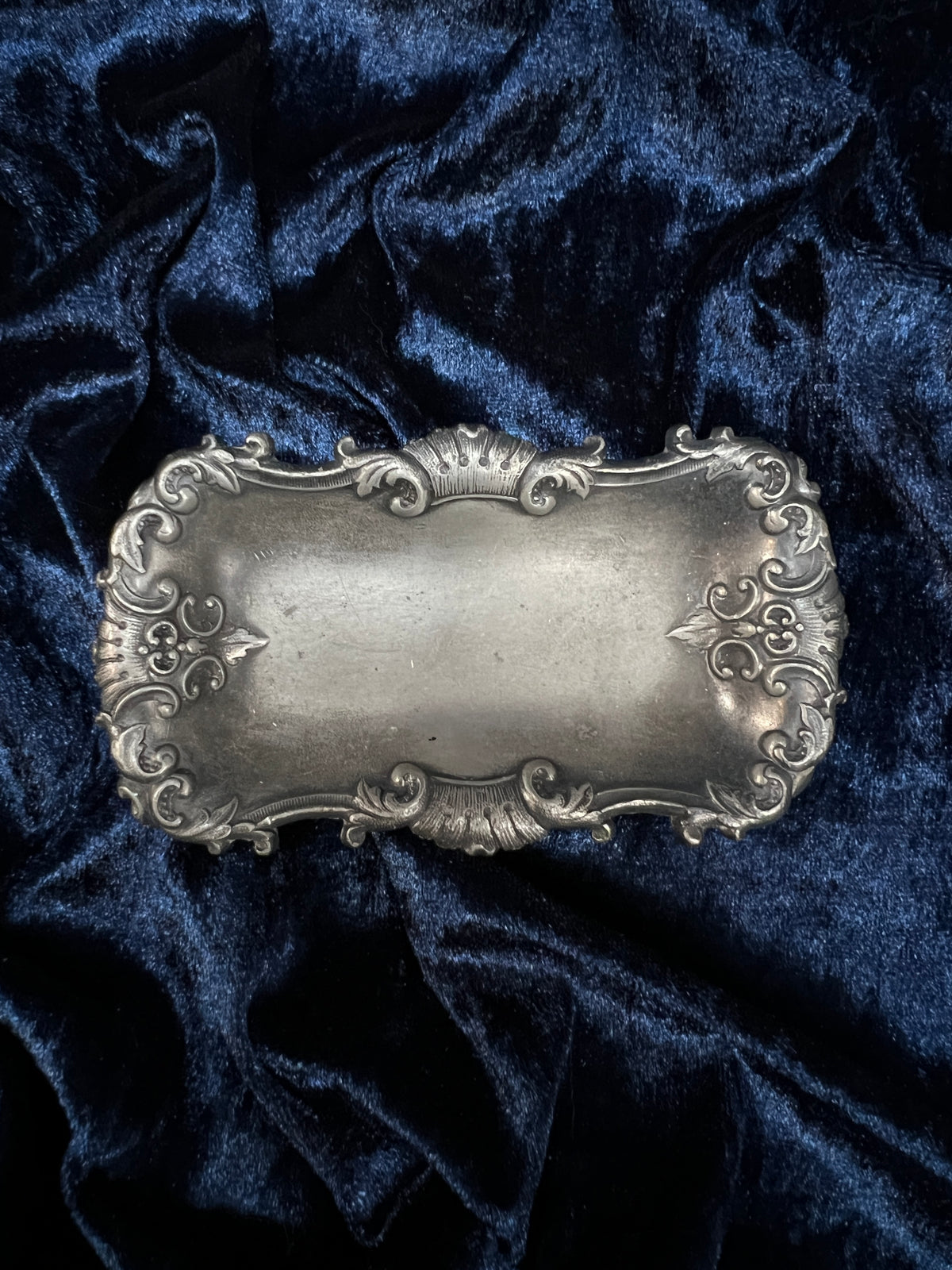 Vintage Metal Tea Bag Holder - Ornate Silver Scrolling Edge