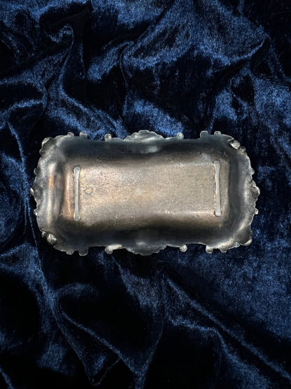 Vintage Metal Tea Bag Holder - Ornate Silver Scrolling Edge