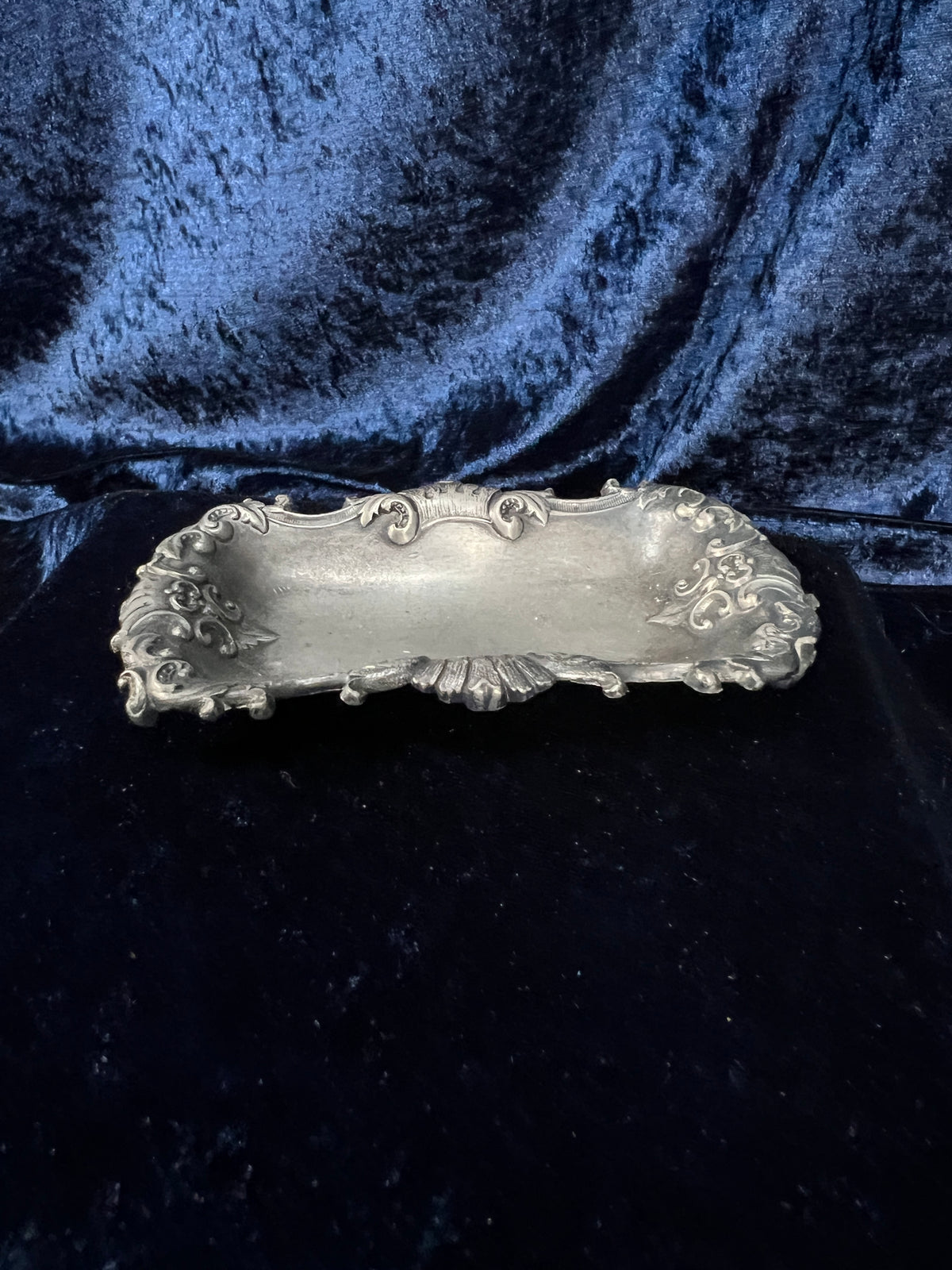 Vintage Metal Tea Bag Holder - Ornate Silver Scrolling Edge