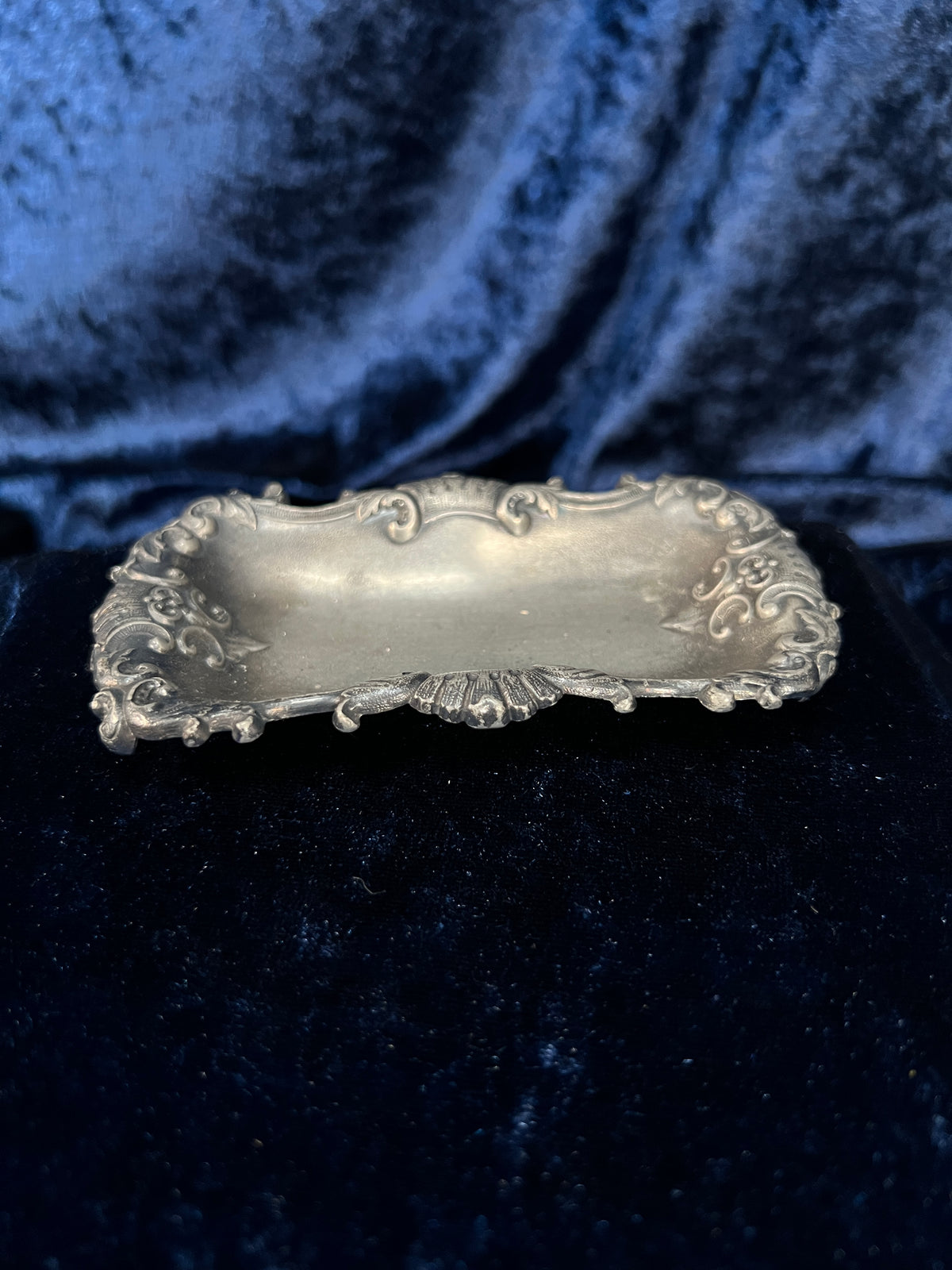 Vintage Metal Tea Bag Holder - Ornate Silver Scrolling Edge