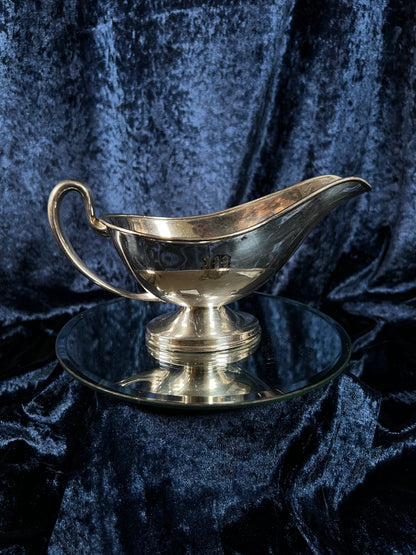 Vintage S & G Gump Co. Silver Plate Metal Gravy Boat - Engraved W Initial