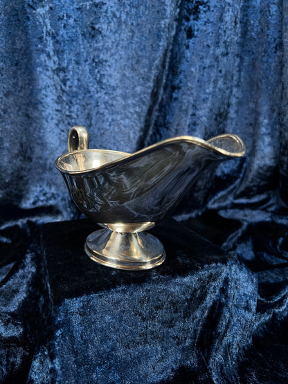 Vintage S & G Gump Co. Silver Plate Metal Gravy Boat - Engraved W Initial