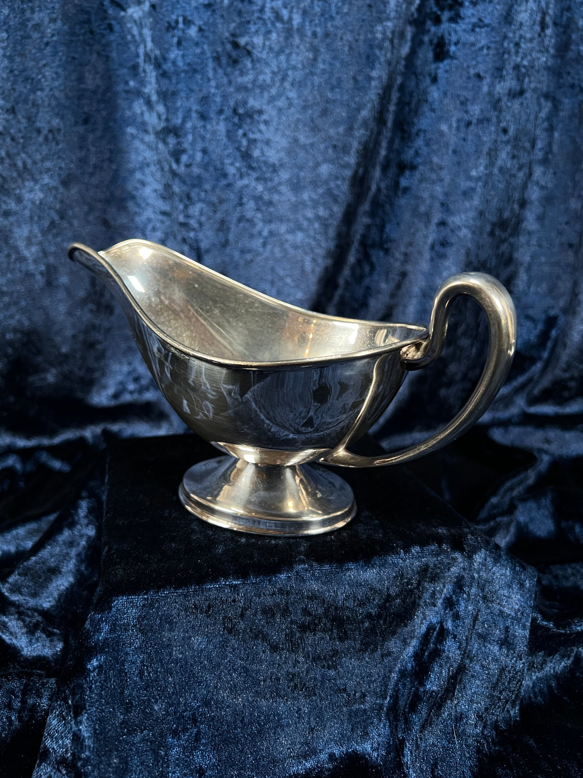 Vintage S & G Gump Co. Silver Plate Metal Gravy Boat - Engraved W Initial