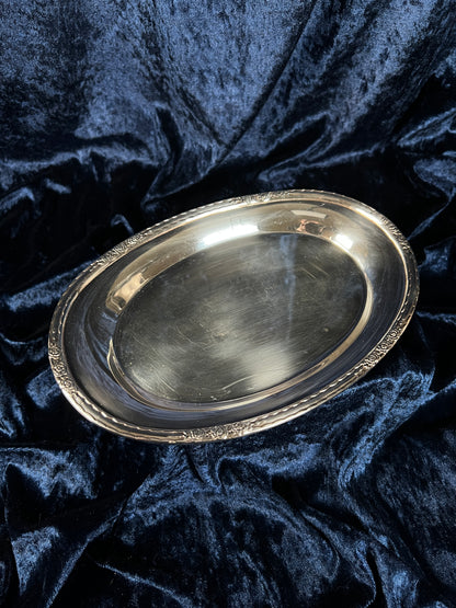 Vintage Silver Plated Metal Tray - Camille Rose Floral Edge Model 6029