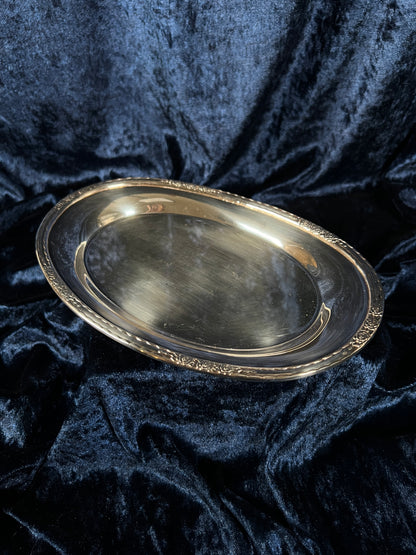 Vintage Silver Plated Metal Tray - Camille Rose Floral Edge Model 6029