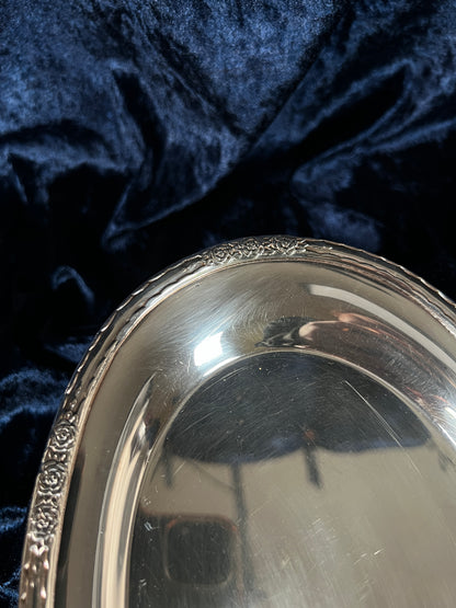Vintage Silver Plated Metal Tray - Camille Rose Floral Edge Model 6029